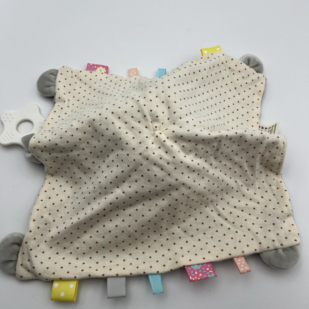 JellyBean Elephant Gray Lovey Security Blanket Minky Crinkle Teether ribbon loop - Picture 8 of 10
